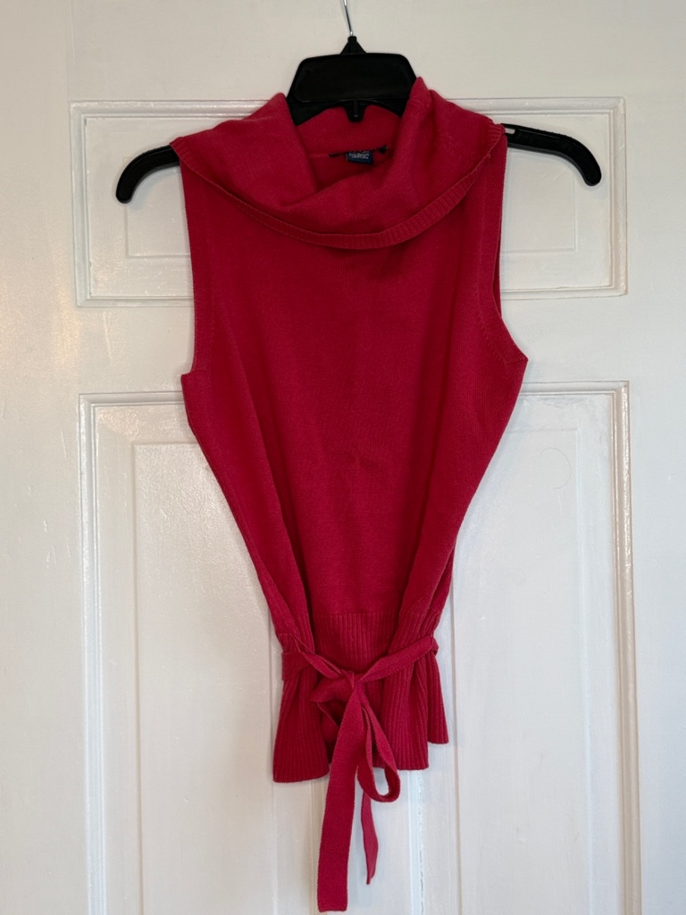 Ann Taylor Factory Sleeveless Cowlneck Tie-Waist Sweater - Hot Pink